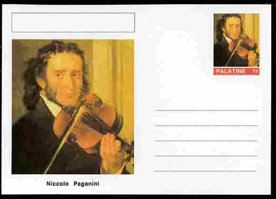 Palatine (Fantasy) Personalities - Niccolo Paganini (composer) postal stationery card unused and fine