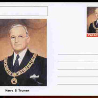 Palatine (Fantasy) Personalities - Harry S Truman (33rd USA President) postal stationery card unused and fine