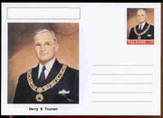 Palatine (Fantasy) Personalities - Harry S Truman (33rd USA President) postal stationery card unused and fine