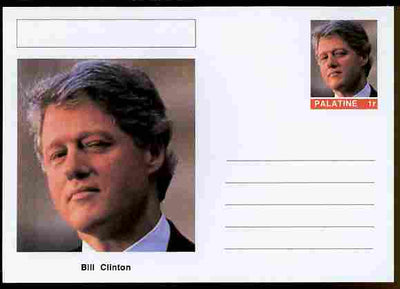Palatine (Fantasy) Personalities - Bill Clinton (42nd USA President) postal stationery card unused and fine