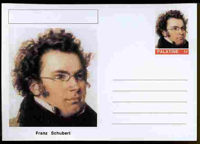 Palatine (Fantasy) Personalities - Franz Schubert (composer) postal stationery card unused and fine