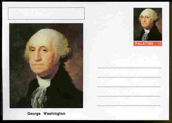 Palatine (Fantasy) Personalities - George Washington (1st USA President) postal stationery card unused and fine