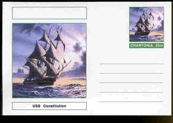 Chartonia (Fantasy) Ships - USS Constitution postal stationery card unused and fine