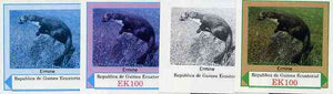 Equatorial Guinea 1977 European Animals EK100 (Ermine) set of 4 imperf progressive proofs on ungummed paper comprising 1, 2, 3 and all 4 colours (as Mi 1144)