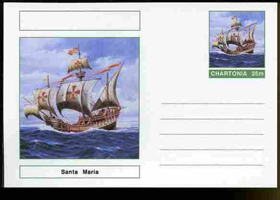 Chartonia (Fantasy) Ships - Santa Maria postal stationery card unused and fine