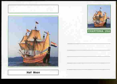 Chartonia (Fantasy) Ships - Half Moon postal stationery card unused and fine