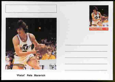 Palatine (Fantasy) Personalities - 'Pistol' Pete Maravich (basketball) postal stationery card unused and fine