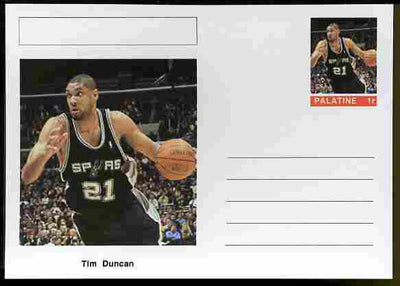 Palatine (Fantasy) Personalities - Tim Duncan (basketball) postal stationery card unused and fine