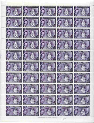 Montserrat 1953-62 QEII Map of Presidency 1/2c violet in complete sheet of 50 unmounted mint SG 136a