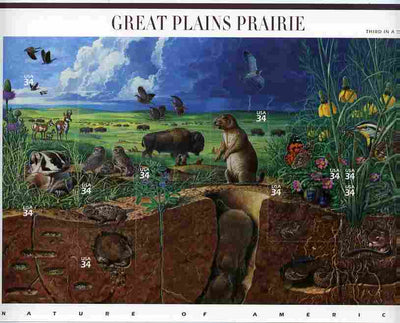 United States 2001 Nature of America #3 - The Great Plains Prairie imperf sheetlet containing set of 10 self-adhesives unmounted mint SG 3975