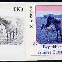 Equatorial Guinea 1976 Horses EK8 (Dülmen Wild Horse) set of 4 imperf progressive proofs on ungummed paper comprising 1, 2, 3 and all 4 colours (as Mi 808)