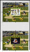 Mali 2010 The 55th Anniversary of Disneyland - Baseball s/sheets #4 & #6 se-tenant from uncut imperf proof sheet (3 exist) unmounted mint