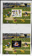 Mali 2010 The 55th Anniversary of Disneyland - Baseball s/sheets #4 & #6 se-tenant from uncut trial perf proof sheet (1 exists with perforations dramatically misplaced) unmounted mint