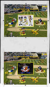 Mali 2010 The 55th Anniversary of Disneyland - Baseball s/sheets #4 & #6 se-tenant from uncut trial perf proof sheet (1 exists with perforations doubled both dramatically misplaced) unmounted mint