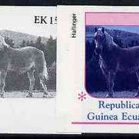 Equatorial Guinea 1976 Horses EK15 (Haflinger) set of 4 imperf progressive proofs on ungummed paper comprising 1, 2, 3 and all 4 colours (as Mi 809)