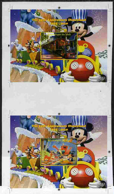 Mali 2010 The 55th Anniversary of Disneyland - Mickey Mouse Railway s/sheets #01 & #08 se-tenant from uncut perf proof sheet (2 exist) unmounted mint