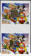 Mali 2010 The 55th Anniversary of Disneyland - Mickey Mouse Railway s/sheets #02 & #07 se-tenant from uncut perf proof sheet (2 exist) unmounted mint