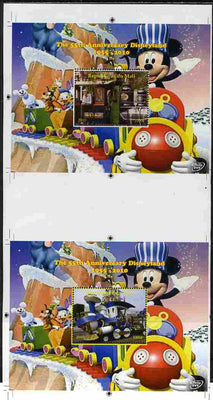 Mali 2010 The 55th Anniversary of Disneyland - Mickey Mouse Railway s/sheets #05 & #06 se-tenant from uncut perf proof sheet (2 exist with perforations slightly misplaced) unmounted mint