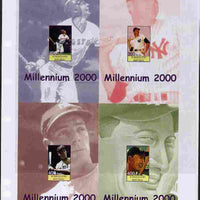 Somaliland 2000 Millennium uncut imperforate proof sheet containing four Baseball s/sheets (Carl Yastrzewski, Joe Dimaggio & Lou Gehrig) unmounted mint and scarce with less than 5 such sheets produced