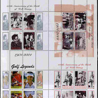 Falkland Islands 2001 Birth Centenary of Walt Disney uncut perforated proof sheet containing sheetlets of 4 from Westpoint, Bleaker Island & West Swan Island plusAngola Golf sheetlet of 4, unmounted mint and scarce with less than ……Details Below