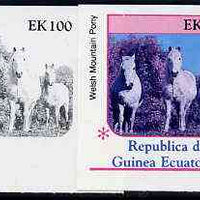 Equatorial Guinea 1976 Horses EK100 (Welsh Mountain Pony) set of 4 imperf progressive proofs on ungummed paper comprising 1, 2, 3 and all 4 colours (as Mi 812)