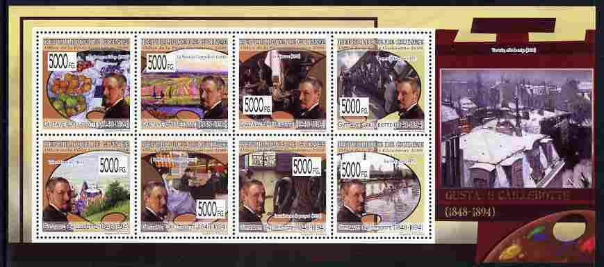 Guinea - Conakry 2009 Paintings by Gustave Caillebotte perf sheetlet containing 8 values unmounted mint, Michel 6895-6902