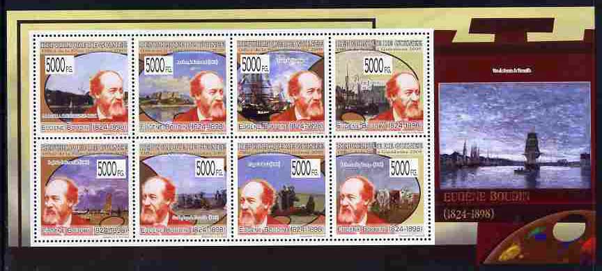 Guinea - Conakry 2009 Paintings by Eugene Boudin perf sheetlet containing 8 values unmounted mint, Michel 6951-58