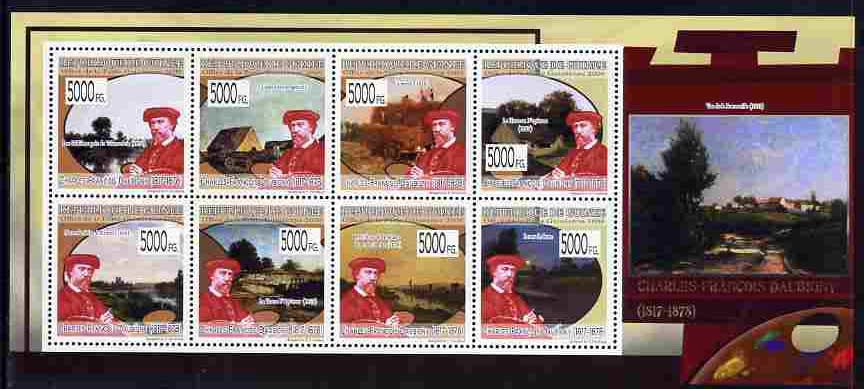 Guinea - Conakry 2009 Paintings by Charles-Francois Daubigny perf sheetlet containing 8 values unmounted mint, Michel 6919-26