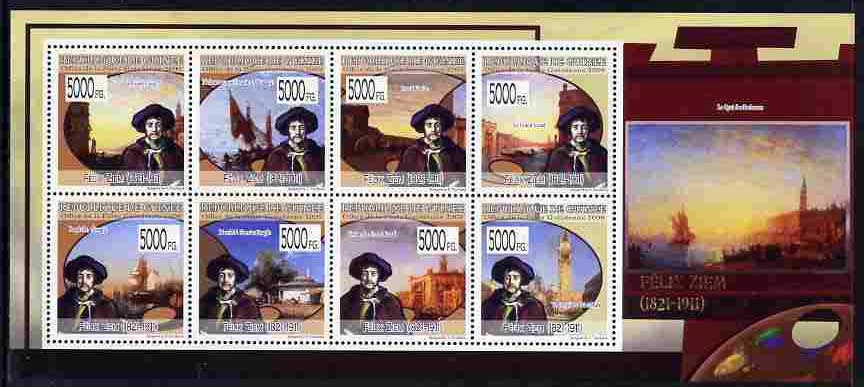 Guinea - Conakry 2009 Paintings by Felix Ziem perf sheetlet containing 8 values unmounted mint, Michel 6967-74