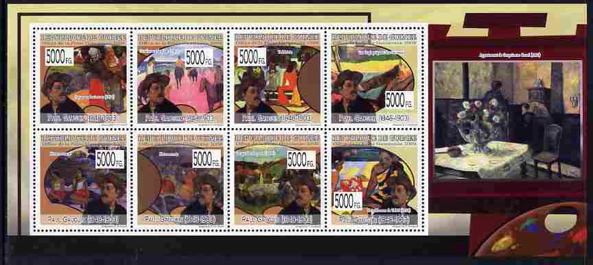 Guinea - Conakry 2009 Paintings by Paul Gauguin perf sheetlet containing 8 values unmounted mint, Michel 6959-66
