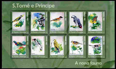 St Thomas & Prince Islands 2010 Birds & Butterflies perf sheetlet containing 10 values unmounted mint