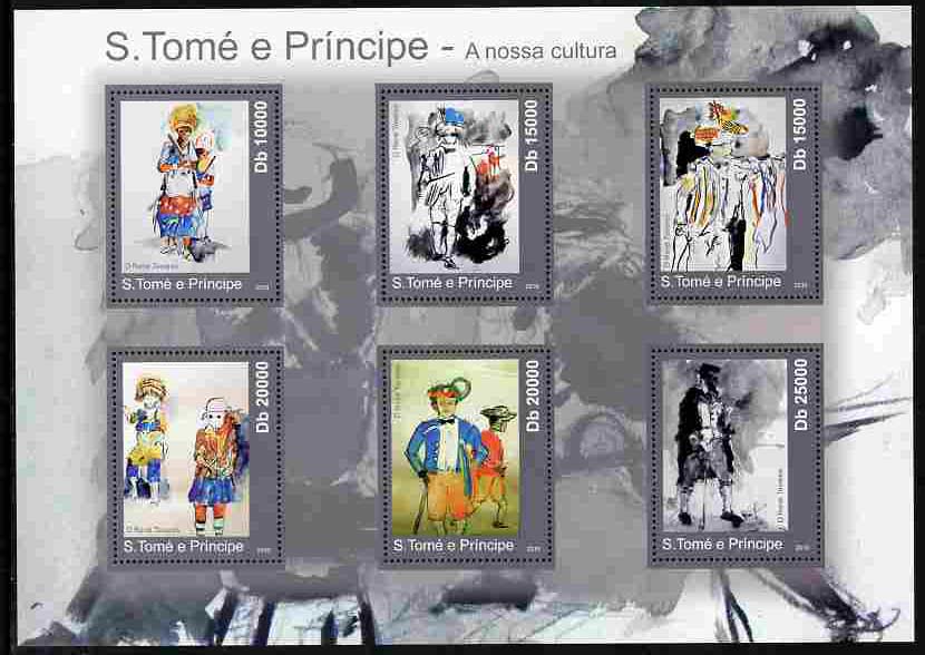 St Thomas & Prince Islands 2010 Culture ofSt Thomas (Paintings) perf sheetlet containing 6 values unmounted mint