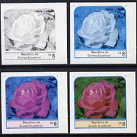 Equatorial Guinea 1976 Roses EK8 (Maria Callas) set of 4 imperf progressive proofs on ungummed paper comprising 1, 2, 3 and all 4 colours (as Mi 975)