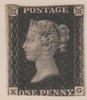 Great Britain 1840 QV 1d black 'KG' two good margins, sl cut top & bottom otherwise fine mounted mint, cat £12,500