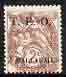 Syria 1919 TEO 2m on 2c claret unmounted mint but vert crease, SG 2 cat £400 as mtd