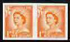 New Zealand 1955-59 QEII 1d orange (large numeral) IMPERF horiz pair on wmk'd gummed paper unmounted mint, SG 745var