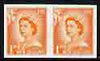 New Zealand 1955-59 QEII 1d orange (large numeral) IMPERF horiz pair on wmk'd gummed paper unmounted mint, SG 745var