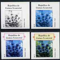 Equatorial Guinea 1977 Flowers EK8 (Gentiana clusii) set of 4 imperf progressive proofs on ungummed paper comprising 1, 2, 3 and all 4 colours (as Mi 1216)