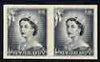 New Zealand 1953-59 QEII 1/2d slate-black IMPERF horiz pair on thin card, rare thus, as SG723