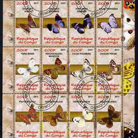 Congo 2011 Butterflies of the World #1 perf sheetlet containing 20 values fine cto used