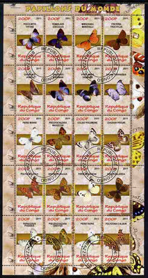 Congo 2011 Butterflies of the World #1 perf sheetlet containing 20 values fine cto used