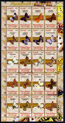 Congo 2011 Butterflies of the World #1 perf sheetlet containing 20 values unmounted mint