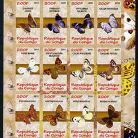 Congo 2011 Butterflies of the World #1 imperf sheetlet containing 20 values unmounted mint