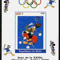 Benin 2008 Beijing Olympics - Disney Characters - American Football imperf individual deluxe sheet unmounted mint. Note this item is privately produced and is offered purely on its thematic appeal