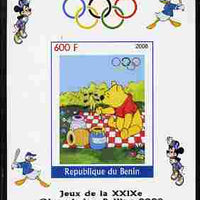 Benin 2008 Beijing Olympics - Disney Characters - Pooh Bear imperf individual deluxe sheet unmounted mint. Note this item is privately produced and is offered purely on its thematic appeal