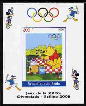 Benin 2008 Beijing Olympics - Disney Characters - Pooh Bear imperf individual deluxe sheet unmounted mint. Note this item is privately produced and is offered purely on its thematic appeal