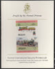 St Vincent - Bequia 1984 Locomotives #1 (Leaders of the World) $2 (City of Truro) se-tenant pair imperf mounted on Format International proof card