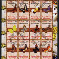 Congo 2011 Butterflies of the World #2 perf sheetlet containing 20 values fine cto used