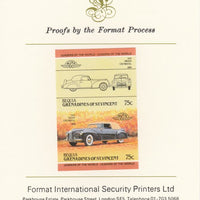 St Vincent - Bequia 1984 Cars #2 (Leaders of the World) 75c (1940 Lincoln Continental) imperf se-tenant pair mounted on Format International proof card