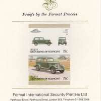 St Vincent - Bequia 1987 Cars #7 (Leaders of the World) 75c (1936 Ford Popular) imperf se-tenant pair mounted on Format International proof card